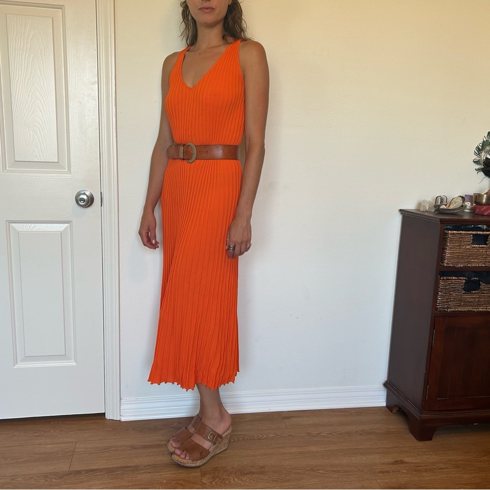Ali Golden Ribbed Knit Midi Dress